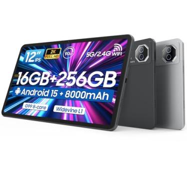 Imagem de Tablet de tela grande de 12 polegadas, tablet Android 15, 16 GB de RAM, 256 GB de ROM, tela 2K 2000 x 1200 Incell Widevine L1, tablets para jogos com Helio G99 Octa-core, tablets de carregamento