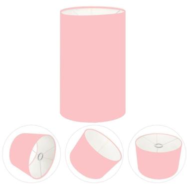 Imagem de Cúpula Abajur E Luminária Cilíndrica Vivare Cp-7002 ø13x30cm - Bocal Nacional Rosa-bebê