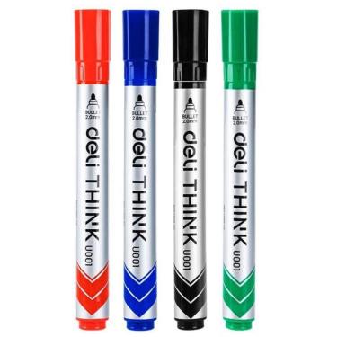 Imagem de Pincel Quadro Branco Ponta Redonda 2,0mm 4 Cores - Deli