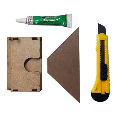 Imagem de Kit Instalação Rodapé EVA Meu Rodapé - 4 Peças com Cola, Estilete, Gabarito de Corte para Quina