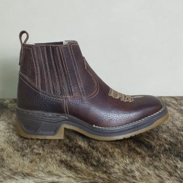 Imagem de Botina Masculina Couro Bico Quadrado Solado Jump Marrom - Paint Horse,