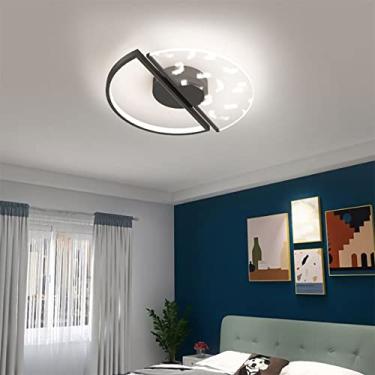 Imagem de Luminária de teto moderna, luminária de teto redonda LED regulável, anéis dourados/pretos, lustres de teto de acrílico embutidos, compatíveis com quarto, sala de estar, cozinha (3000K-6000K)