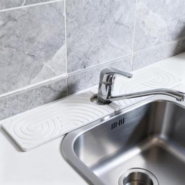 Imagem de Hopegiver Tapete de torneira de pedra para pia de cozinha - protetor de respingos de pia de 60 x 13 cm, tapete protetor de pia de diatomita de secagem rápida, bandeja de pedra absorvente de água