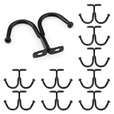 Imagem de Diakey Pacote com 10 ganchos embaixo do armário, prateleira resistente de teto de ponta dupla, cabides de café, cabides de caneca para pendurar na parede do banheiro, cozinha, preto