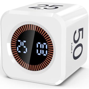 Imagem de Pomodoro Timer Cubo Visual Produtividade Flip Timer para Crianças Mesa de Aula, 5/10/25/50min e Contagem Regressiva Personalizada, Modo Silencioso e Som Cubo Digital para TDAH, Estudo, Trabalho