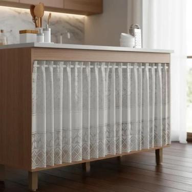 Imagem de Cortina para Pia Balcão de Cozinha Armário em Renda Tulipa 0,80x1,50m 