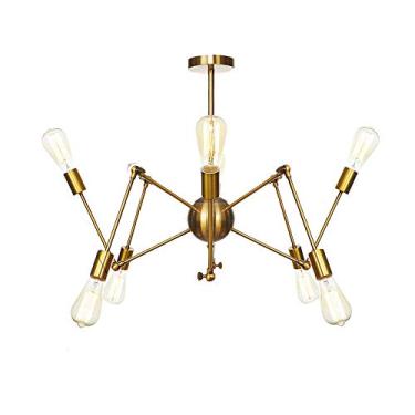 Imagem de Lustre de vento industrial estilo vintage, luzes E27, lustre Sputnik para piso inclinado, teto, quarto, sala de estar, sala de jantar, cozinha, iluminação cromada
