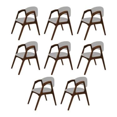 Imagem de Conjunto com 8 Cadeiras de Jantar Estofada Gabriela em Madeira e Mdf M