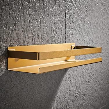 Imagem de Prateleira de banheiro 20-50 cm acessórios de banheiro fosco preto dourado prateleiras de canto de banheiro cozinha montado na parede chuveiro banho shampoo armazenamento rack prateleiras flutuantes