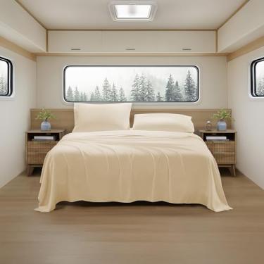 Imagem de Lençóis de acampamento King Size – Conjunto de lençóis de colchão de ar ao ar livre – Alças de canto embutidas para uso em colchão de ar e acampamento – Projetado para camas infláveis e festas do