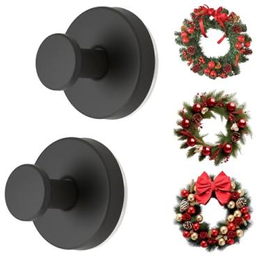 Imagem de Pacote com 2 cabides de grinalda com ventosa para porta da frente, guirlanda de 5 kg a 10 kg, gancho de sucção para porta de vidro, ganchos de sucção sem broca, para banheiro, decorações de Natal