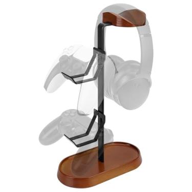 Imagem de GEEKRIA Suporte 2 em 1 para fone de ouvido e controle de jogos, cabide de madeira e alumínio para PS5/PS4, Xbox One, Nintendo Switch, compatível com Sennheiser, Bose, Beats, Razer, HyperX, Sony