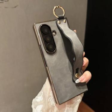 Imagem de Capa de couro sintético com suporte para pulseira Wave Business para Samsung Galaxy Z Fold 7 6 5 4 3 5g Fold7 Fold6 (para Galaxy Z Fold7/CINZA)