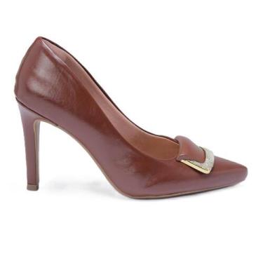 Imagem de Scarpin Feminino Salto Bico Fino Clássico - Mila Marques, 37, Marrom