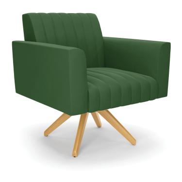 Imagem de Poltrona Giratória Viena Gomada Suede Verde Base de Madeira MA30 - D'Rossi