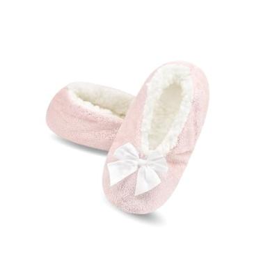 Imagem de DICUIRD Meias femininas com garras, felpudas com parte inferior antiderrapante, chinelos aconchegantes e felpudos, Ponto rosa, 8-10