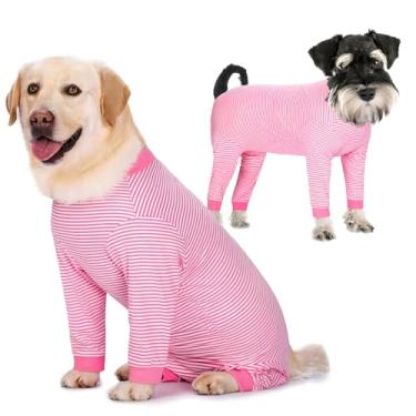 Imagem de Yeapeeto Macacão de cachorro para recuperação de cirurgia para macacão grande e médio, pijama de corpo inteiro para derramar, evitar lamber, proteção de feridas, alternativa de cone (GG, rosa)