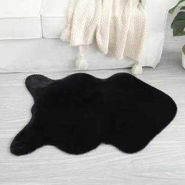 Imagem de Tapete Peludo 60x90cm - Tapete Pelego para Decoração de Quarto e Sala com Toque Macio(Preto)