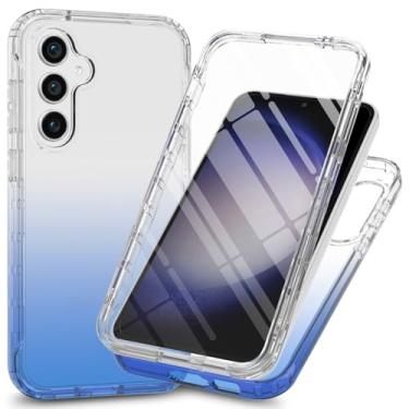 Imagem de Capa transparente de proteção total de 360° com protetor de tela integrado para Samsung Galaxy A16 5G, capa fina de TPU e PC, bordas elevadas, aderência antiderrapante, design de camada dupla à prova