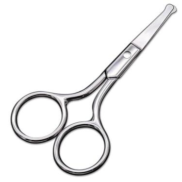 Imagem de Tesoura pequena com design de ponta redonda - Cuidados profissionais para cabelo, cílios, nariz, aparar sobrancelhas, bigode - não machuca a cavidade nasal