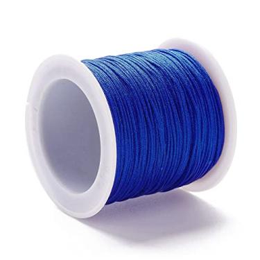 Imagem de 100 jardas 0,8 mm cordão de contas de nylon chinês cordão de macramê rabo de rattail fio de contas para fazer joias, pulseiras da amizade, suprimentos de artesanato DIY (azul)