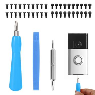 Imagem de Generic Kit de instalação de campainha, 40 parafusos, kit de chave de fenda Torx de extremidade dupla para bateria, substituição de campainha WiFi (azul)