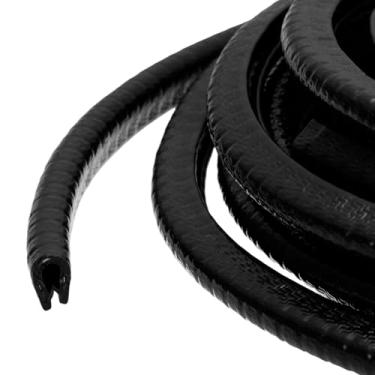 Imagem de PATIKIL Protetor de borda de borracha, 6 m x 8 mm x 6 mm tira de vedação protetora de borda de canal U com clipes de metal apto para borda de 0,5 a 1,5 mm para portas de carro chapa metálica