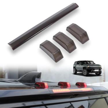 Imagem de Para acessórios Hummer EV, luz de corrida de teto, capa de luz refletiva, carcaça de lente defumada, montagem alta traseira, 3º terço de luz de freio, com autoadesivo, lente transparente fumada, à