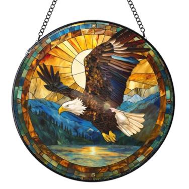 Imagem de Vitral pendurado em vitral, apanhadores solares de águia, janelas internas, painel de vidro, decoração de jardim, presentes de aniversário para mulheres, homens, 19,8 cm