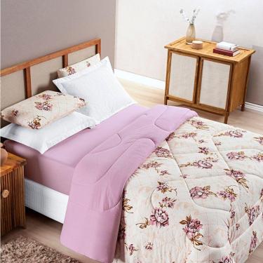 Imagem de Edredom King Dupla Face Malha Penteada 100% Algodão 1 Peça Rosê
