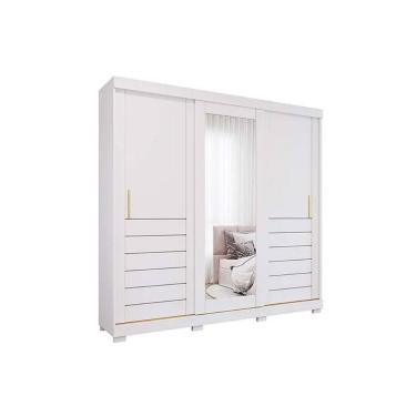Imagem de Guarda Roupa Casal 3 Portas De Correr (1 C- Espelho) E 6 Gavetas C- Pés Cecilia Branco - Panan