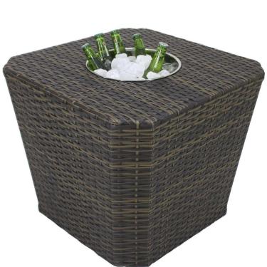 Imagem de Mesa Grécia Em Alumínio Com Balde P- Bebidas Trama Original Pedra Ferro