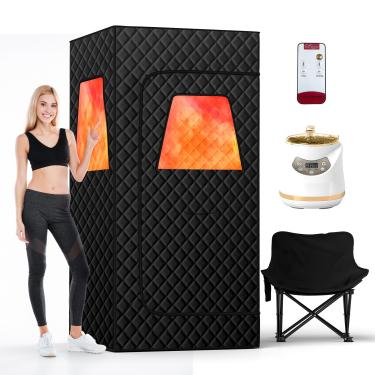 Imagem de RESTISLAND Sauna Box Sauna Tenda Para Casa, Sauna A Vapor Portátil Mais Espaçosa Para Casa Com 3' X 3' X 5,9', Vaporizador De 3L 1500W, Controle Remoto, Cadeira Dobrável, 9 Níveis