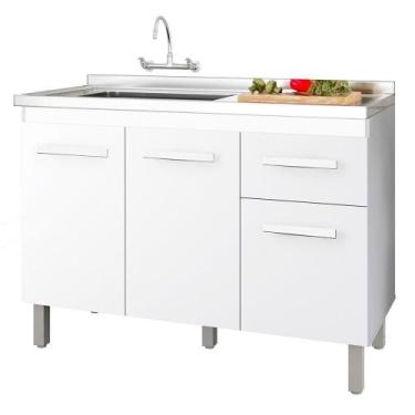 Imagem de Balcao Sem Tampo Para Pia 120cm 9430 Branco Mobbs Branco - MOBLIS MÓVE