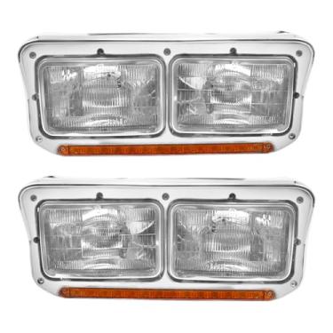 Imagem de Conjunto de faróis adequado para Kenworth T400 T600 T800 W900 K100 C500, Peterbilt 378 379, Western Star 4900, Freightliner FLD120, com LED DRL.