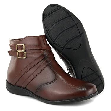 Imagem de Bota Feminina cano e sola baixa couro soft 9061 pinhao Cor:Marrom;Tamanho:38;Genero:Feminino