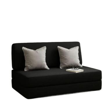 Imagem de Sofá baixo 3 em 1 dobrável vira colchonete e puff multiuso para sala e área de descanso (Preto)