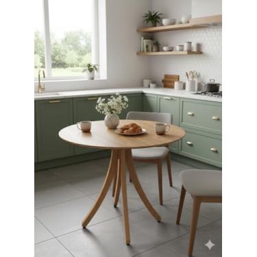 Imagem de Mesa de Jantar Redonda Flora 90cm com Pés em Madeira Maciça