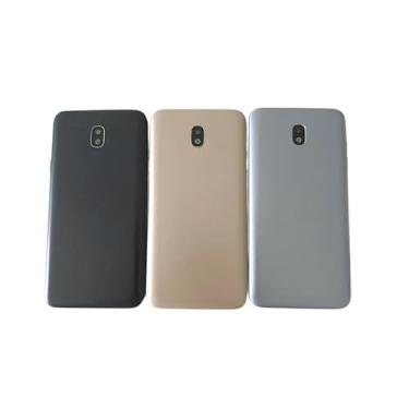 Imagem de SHOWGOOD Capa para Samsung Galaxy J7 2018 J737 com moldura intermediária + capa traseira de bateria para porta traseira peça de substituição (preto)