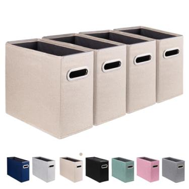 Imagem de ComfortKeeper Pacote com 4 caixas de armazenamento de arquivos tamanho carta dobrável, organizador de pastas de arquivos de tecido, suporte portátil de documentos de escritório com alça de metal