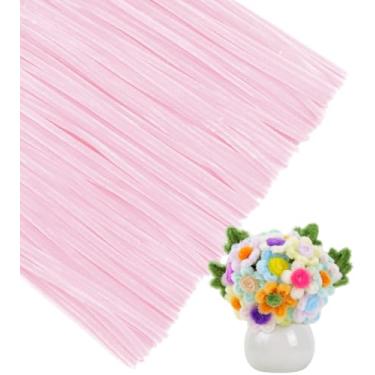 Imagem de IOOLEEM Limpadores de cachimbos, 200 peças rosa claro, materiais de artesanato e artes para fazer flores, ideias para atividades de projetos de arte.