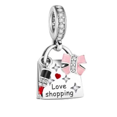 Imagem de 1 peça de berloque de laço moderno prateado adequado para mulheres, faça você mesmo e roupa diária combinando joias decoração presente para mamãe, 10.27*20.98mm, Prata, Sem Pedra Preciosa