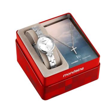 Imagem de Relogio Mondaine Feminino Ref: 32964l0mkne2 Prateado Cruz + Semijoia