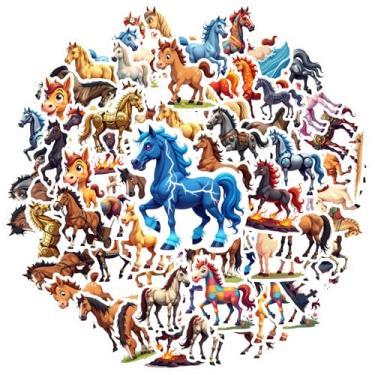 Imagem de 50 peças de adesivos de animais de fantasia de unicórnio de cavalo faça-você-mesmo pacote de adesivos majestosos para notebook, bagagem, copo de telefone celular, laptop, scrapbook, bicicleta