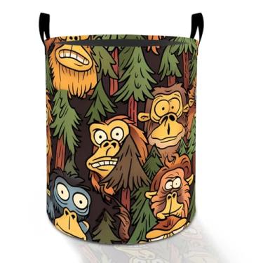 Imagem de Cesto de roupa suja engraçado para meninos, meninas, crianças, adultos, caixa de armazenamento de roupas Oxford, dobrável, impermeável, organizador de floresta, sasquatch para quarto, banheiro