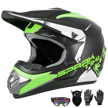 Imagem de Capacete Motocross infantil Dirt Bike capacetes para uso ao ar livre rosto inteiro sujeira moto capacete ATV Offroad adulto motocicleta capacete SUV dirt bicicleta montanha capacete (luvas, óculos, máscara, conjunto de 4 peças), 4 GG