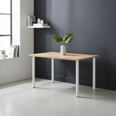 Imagem de Mesa Retangular 1,10m Pequena 4 Lugares Para Cozinha - Branco E Carvalho