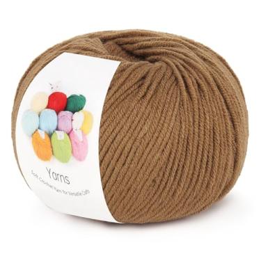 Imagem de Katech Fio de algodão para crochê - 55% algodão 45% acrílico - 4 médios (penteado) - fio de algodão de leite super macio - ótimo kit inicial de crochê e tricô para artesanato colorido (marrom)