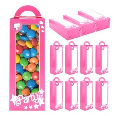 Imagem de iayokocc 12 peças de caixas de presente de boneca rosa, caixas de doces rosa, adereços de festa, sacolas de lembrancinhas, recipiente de doces para meninas e mulheres, suprimentos de decoração de