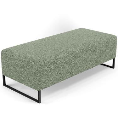 Imagem de Puff Decorativo Sala De Estar Bali W01 Base Ferro 120x50 Cm Bouclê Oliva - Lyam Decor